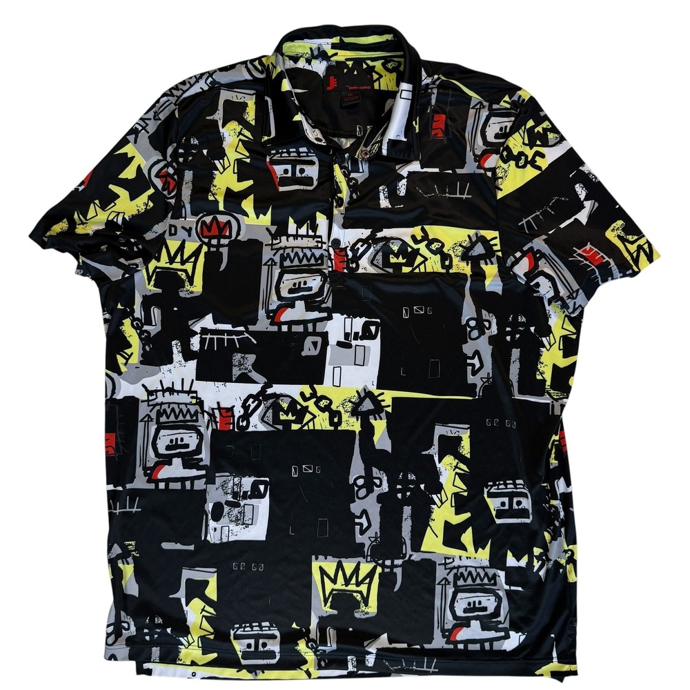 Jamie Sadock Mens Graffiti Polo Shirt XXL Abstract Street Art Bold Designer Chic
